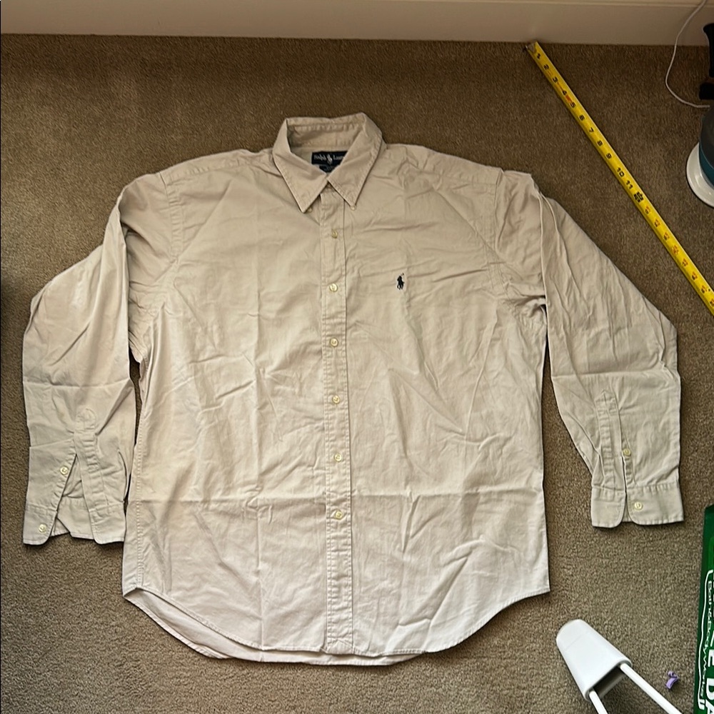 Ralph Lauren Blake Long Sleeved Khaki Colored Shirt Large